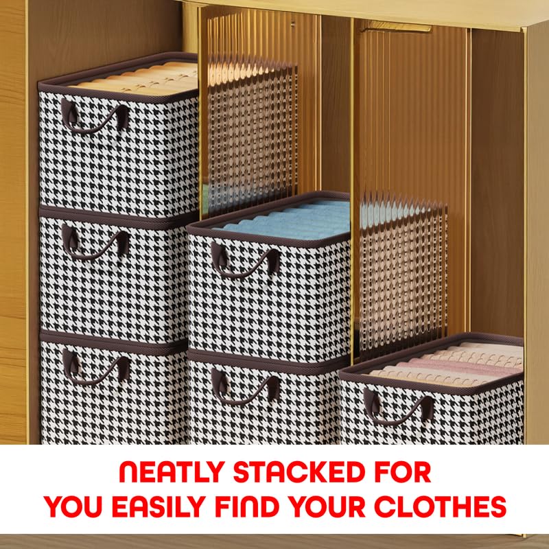 Image of PRIME PICK Foldable Clothes Storage Organizer Box with Handles, Non Woven Wardrobe Storage Bag for Clothes, Blankets and Toys, Black White (Black White Pack of 1)