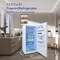 Vista 2 de SMETA Congelador vertical de pie 13.8 pies cúbicos, congelador vertical profundo libre de escarcha apto para garaje con estantes de vidrio