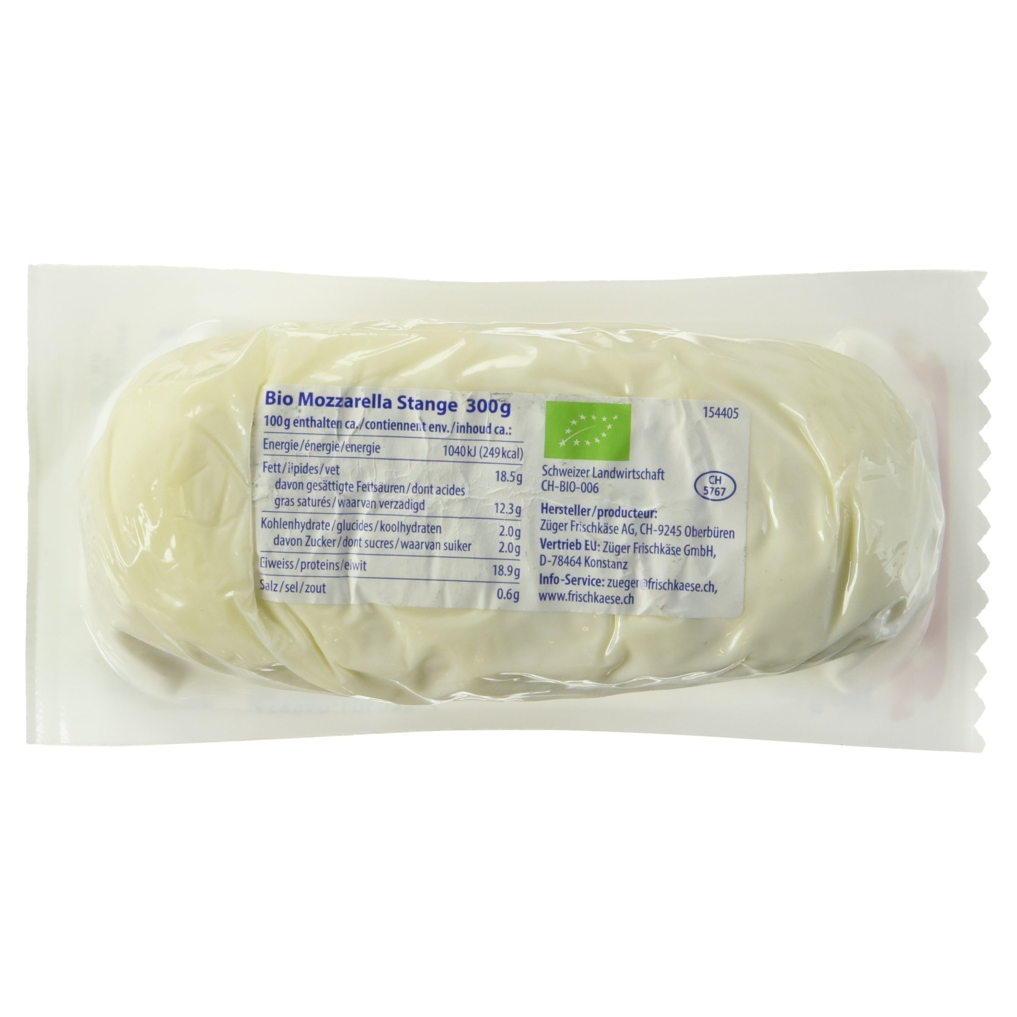 Züger Bio Mozzarella Stange ohne Lake, 300g Lebensmittel & Getränke