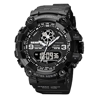 SKMEI Men's Digital Sports Wrist Watch LED Screen Large Face Electronics Military Watches Waterproof Alarm Stopwatch Back Light Outdoor Casual Black Watch - 1818