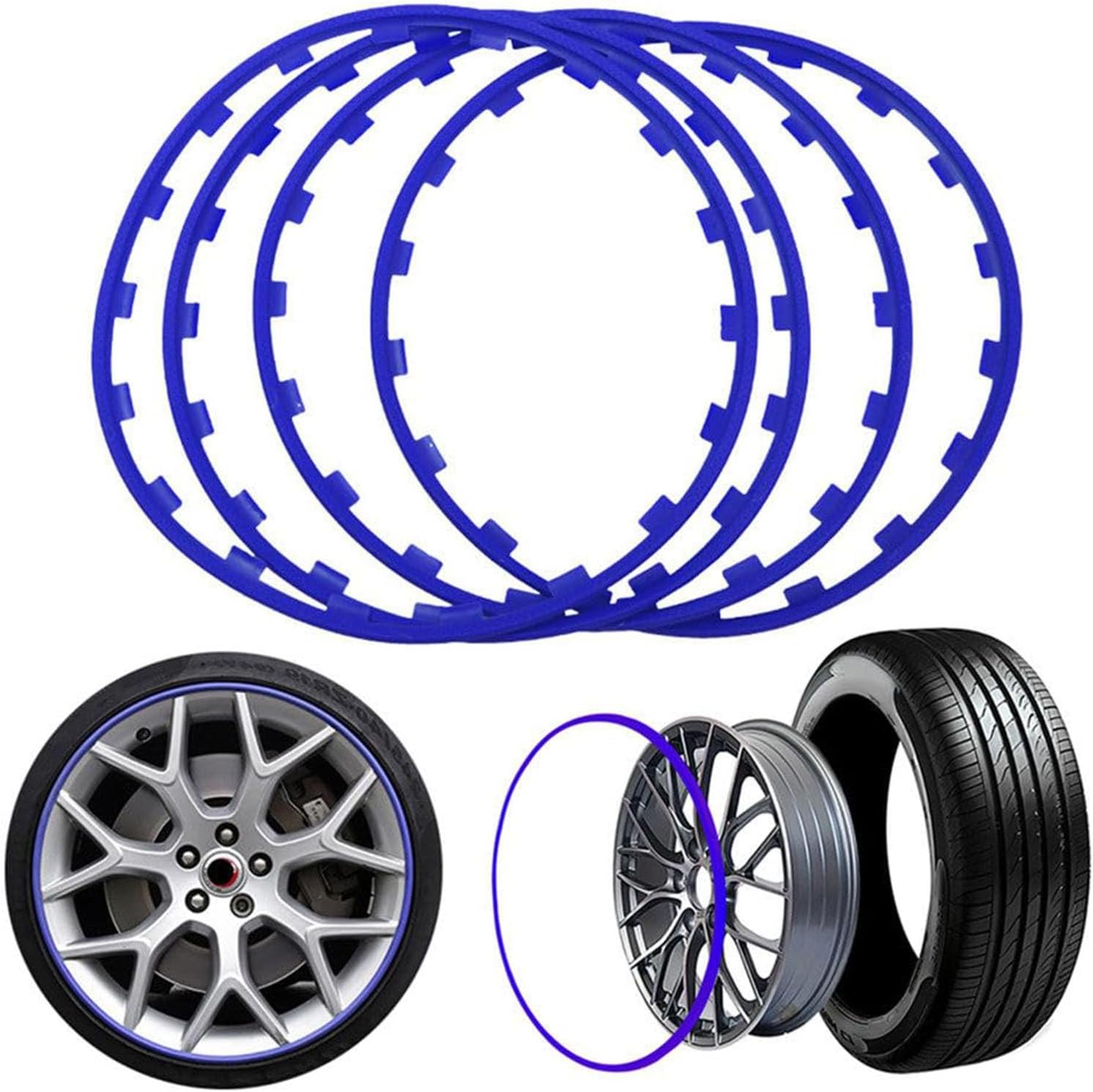 16-20 Inch Wheel Rim Protectors Set of 4 - Car Tire Guard Anti-Collision, Anti-Scratch Alloy Edge Trim Kit for Enhanced Wheel Protection and Style