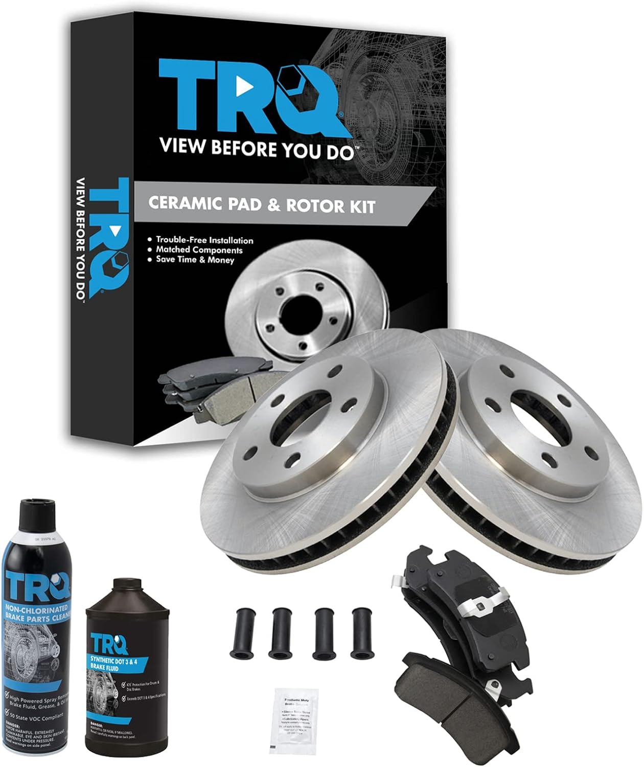 TRQ Front Brake Pad & Rotor Kit Brake Chemical Kit Brake Pads Brake Rotor Ceramic Compatible with 1996-1999 Buick LeSabre 1998-1999 Oldsmobile 88 Pontiac Bonneville
