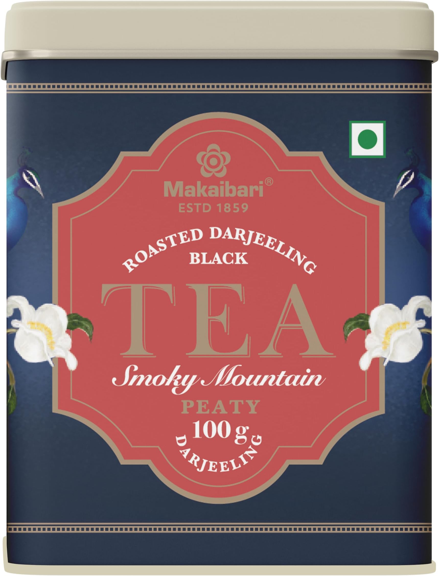 Makaibari Roasted Darjeeling Loose Leaf Black Tea, 100g Tin Caddy, 100% Darjeeling Long Leaf Tea, Smoky Flavor