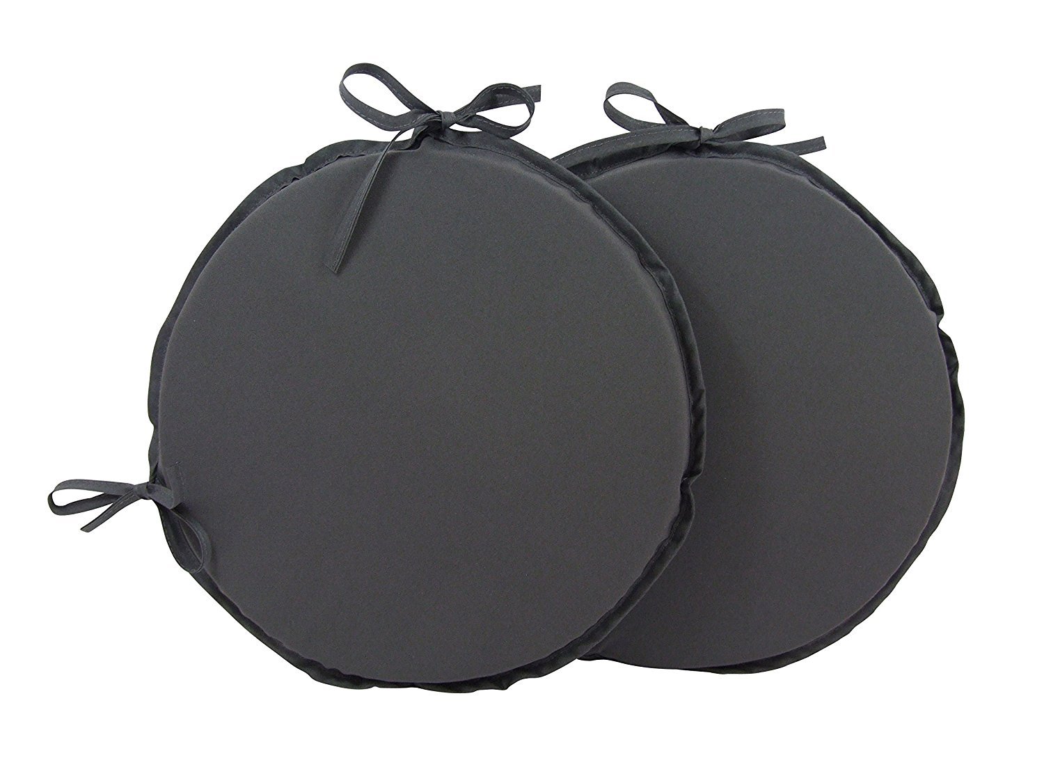 Artistic Fashionista Luxury Foam PLAIN ROUND SEAT PADS/CUSHIONS WITH TIES For Garden Dining Table Kitchen Or Office (Pack of 8, Grey)