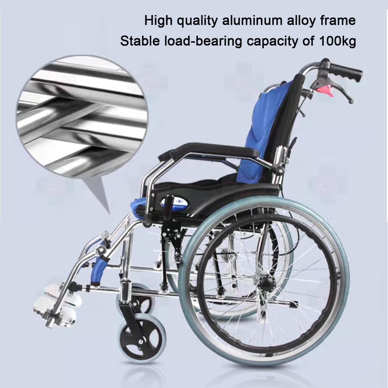 Sillas de Ruedas Plegables Silla de Ruedas Manual,Sillas de Ruedas para Adultos,Silla de Ruedas de Transporte Ultraligera Y Fácil de Usar/Small Rear Wheel