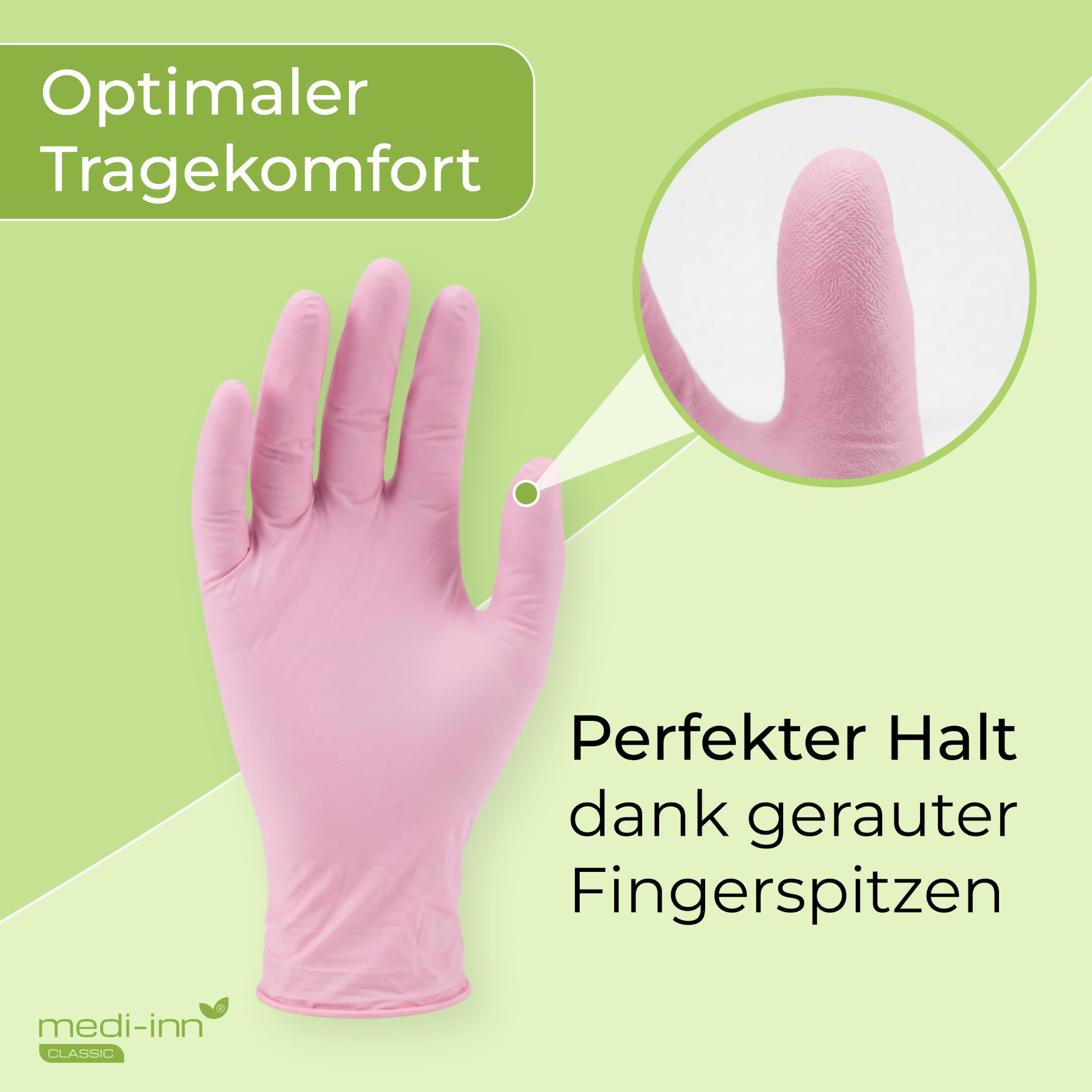 Medi-Inn Nitril Pink Plus Einmalhandschuhe, puderfrei, Gr. XL, 10 x 100 = 1000 Stück