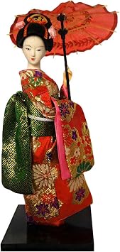 Handcrafted Japanese Geisha Figurine in Kimono 12 Inch Traditional Asian Doll for Home Display, Style-1
