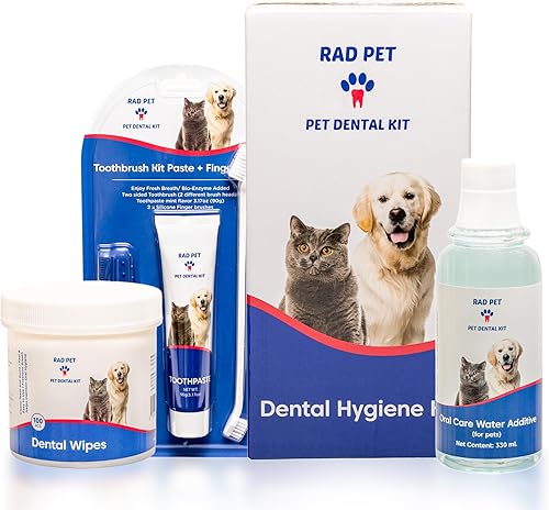 RadPet - Kit avanzado de higiene dental para gatos y perros, cuidado bucal completo con cepillo de dientes, pasta de dientes enzimática, toallitas RadPet - Kit avanzado de higiene dental para gatos y perros, cuidado bucal completo con cepillo de dientes, pasta de dientes enzimática, toallitas