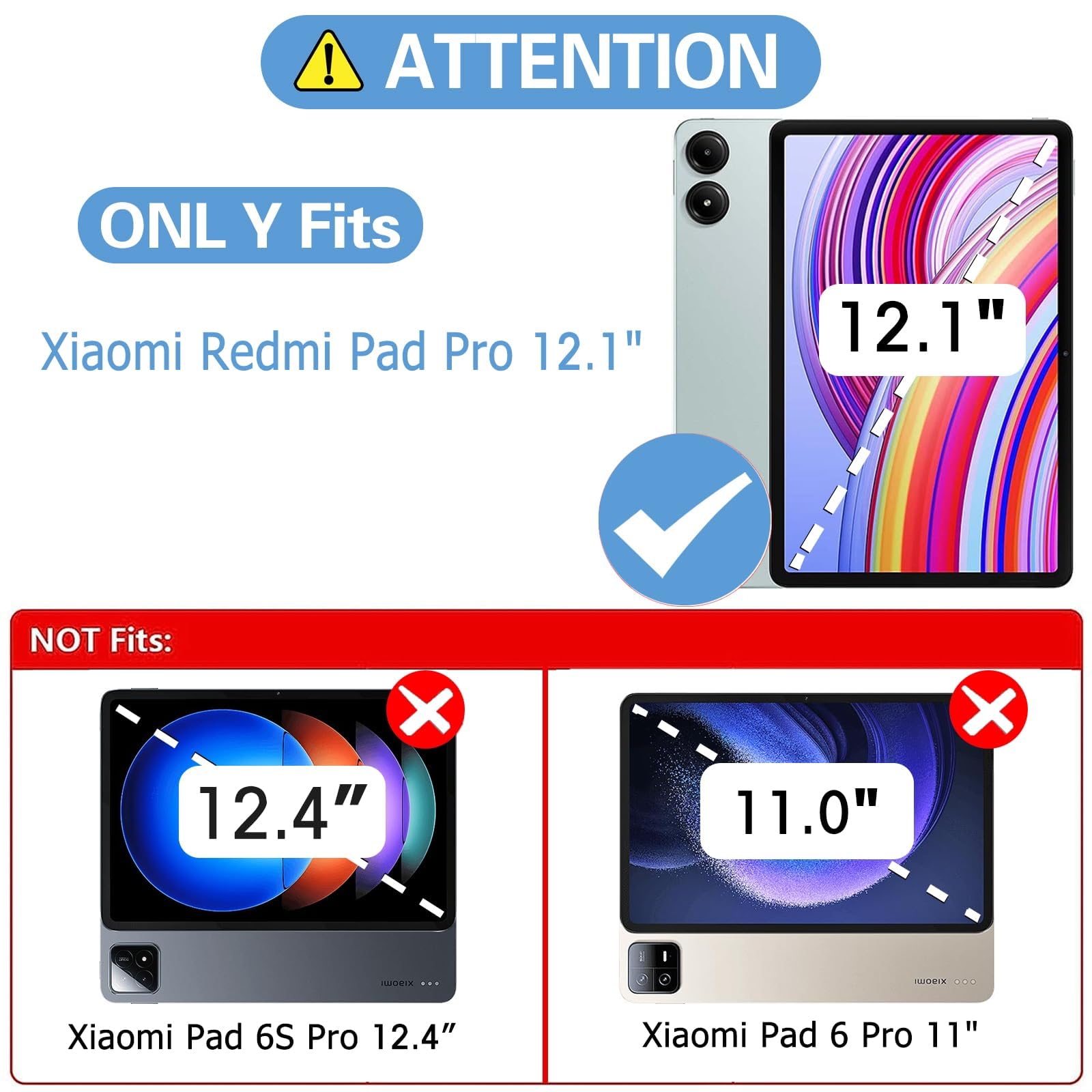 Cover Per Xiaomi Redmi Pad Pro 12.1 Pollici Con Vetro Temperato – Custodia Sottile Con Funzione Stand E Sleep/Wake - Nero - 4