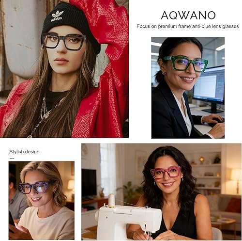 Miniatura 3 de AQWANO Elegantes gafas de lectura de gran tamaño para mujer, diseño de moda, lentes de computadora cuadrados con luz azul