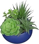 Fake Plants Artificial Succulents in Pots Faux Succulent Arrangement Potted Plant in Black Ceramic Planter Bowl for Home Decor Office Desk Bathroom Shelf Living Room Indoor Decorations