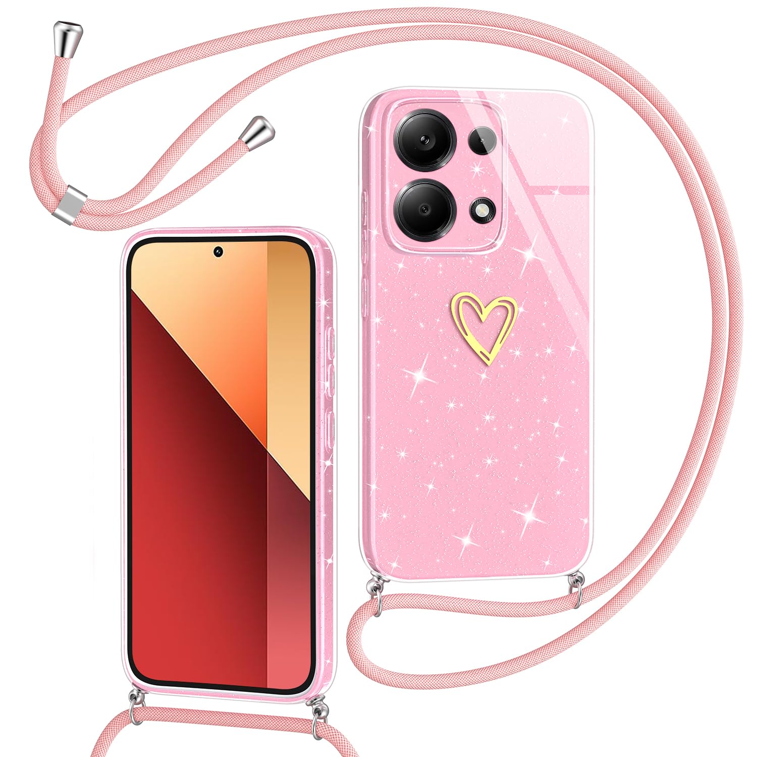 Vauki Cover con Cordino per iPhone 11, Glitter Bling Custodia