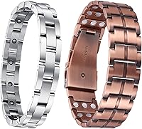 Vista 1 de Feraco Pulsera de cobre para hombre, 3 veces más fuerza, pulsera de terapia magnética, joyería de cobre con potentes imanes de 3800 Gauss