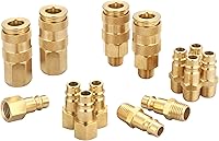 Vista 6 de Kit de acoplador y enchufe de alto flujo profesional (7 piezas), estilo V, NPT de 1/4 de pulgada, juego de accesorios de aire de conexión rápida