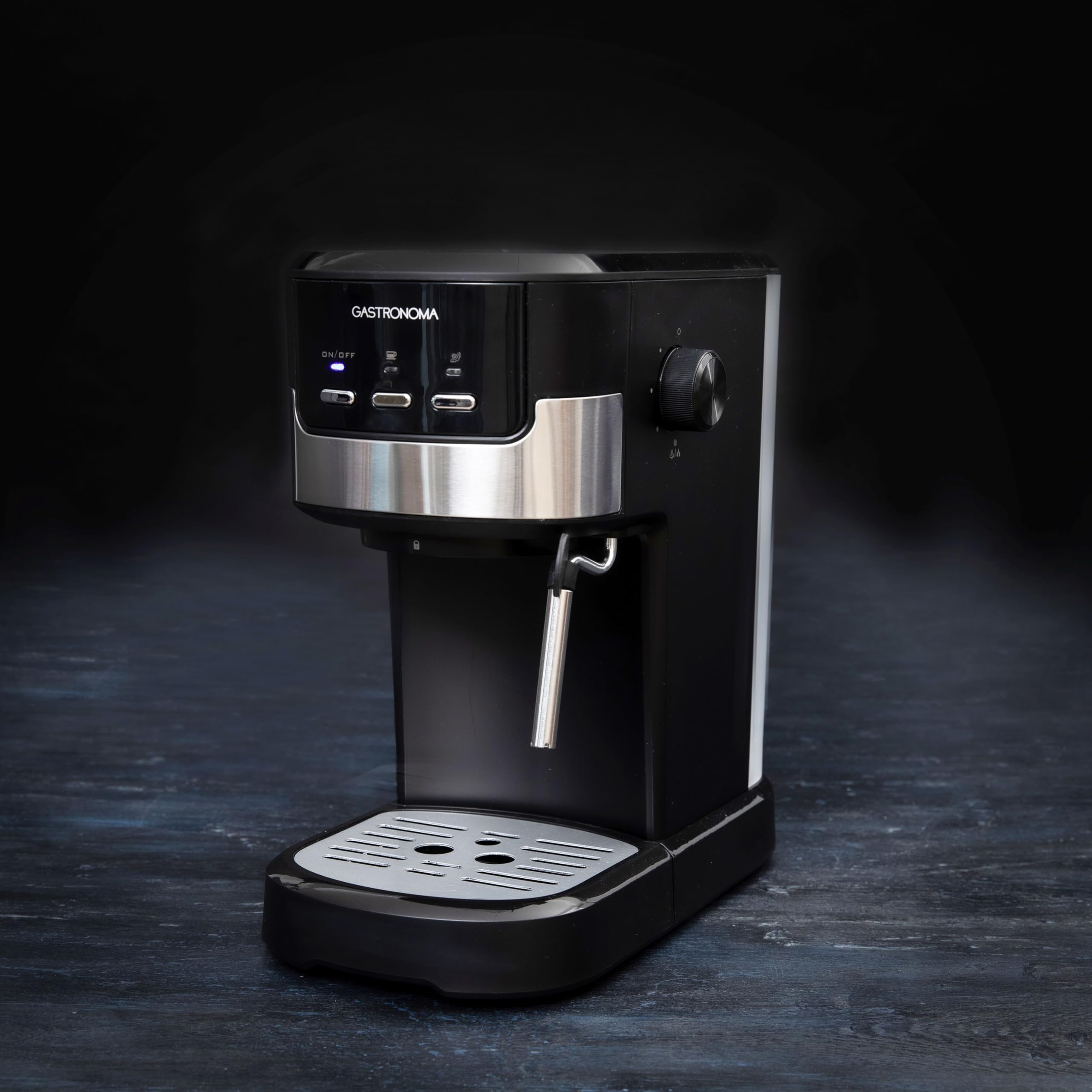 Gastronoma 18110002 - Cafetera espresso con café molido y espumador de leche - Cafetera con granos molidos - Negro