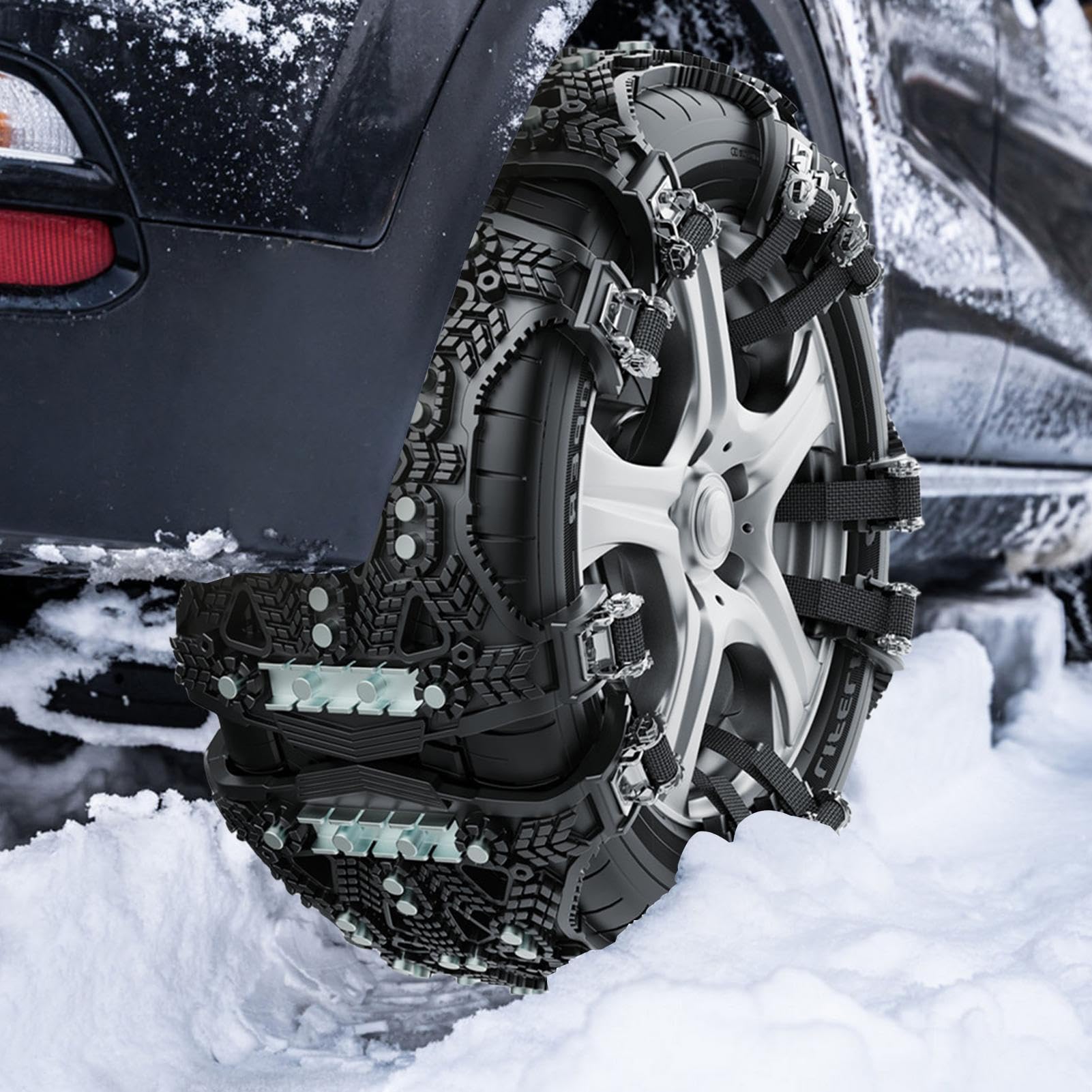 Cadenas de nieve para coche, cadenas de nieve antideslizantes para aplastamiento de hielo para neumáticos y suciedad | aplastamiento de hielo para neumáticos y suciedad