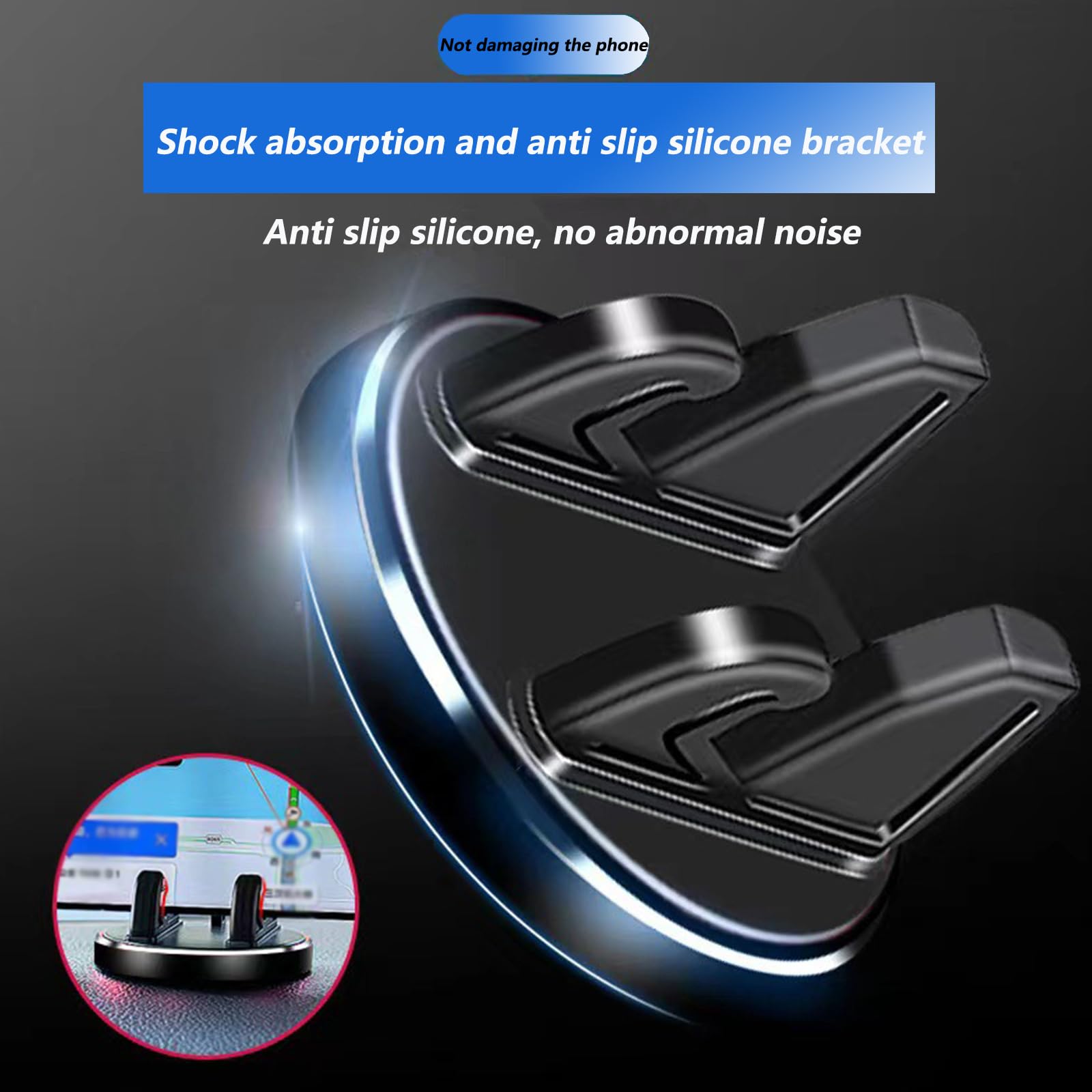 Mobile Phone Holder 360° Rotation, Smartphone Dashboard, Non-Slip Silicone, Strong Adhesive, iPhone — view 2