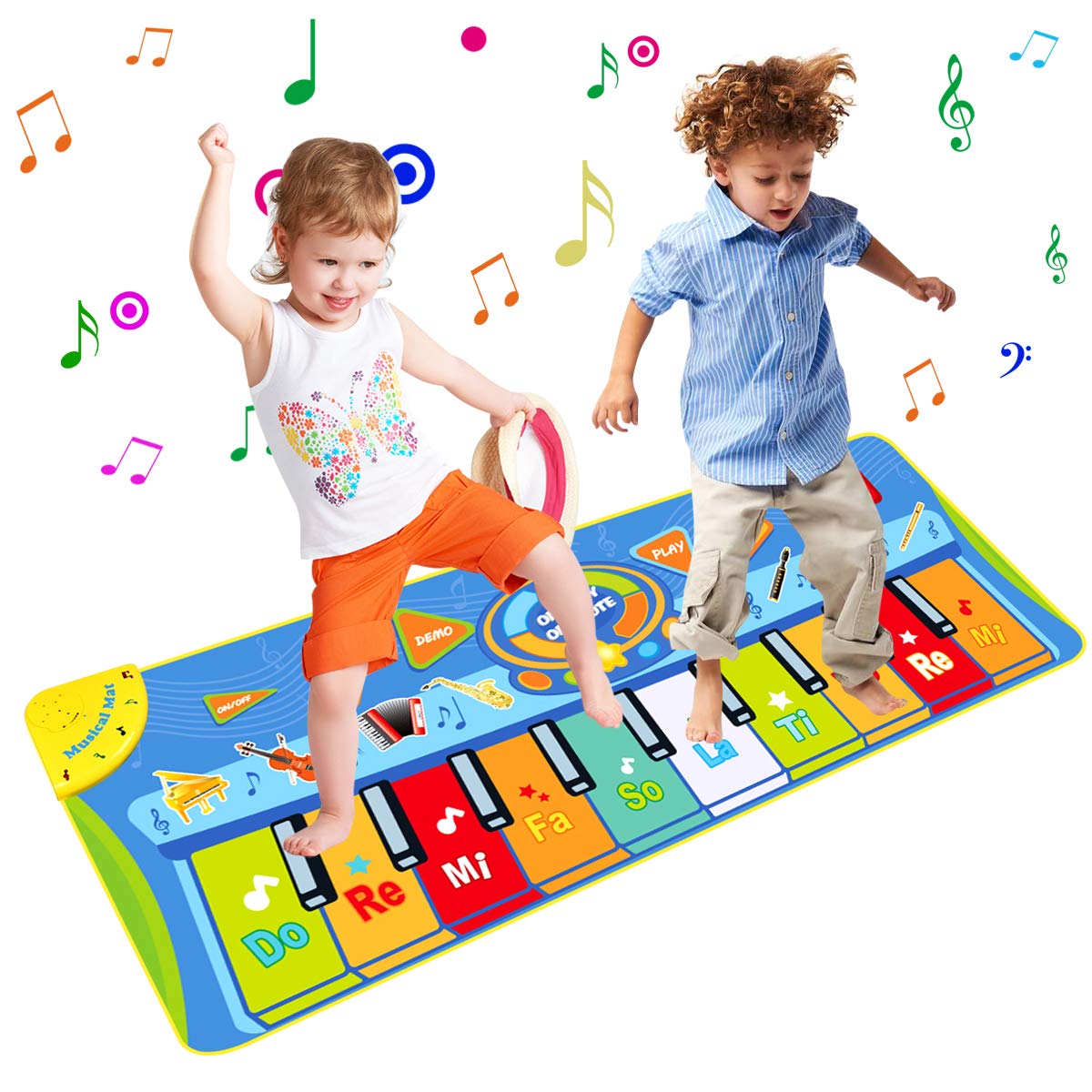 SUNLIN Tappeto Pianoforte Gigante da 1,8 m per Bambini e Neonati, 24 Tasti, 10 Canzoni Integrate, 8 Suoni di Strumenti, Giocattolo Musicale Regalo per Bambini e Bambine di 3 4 5 6 7 8 9 Anni