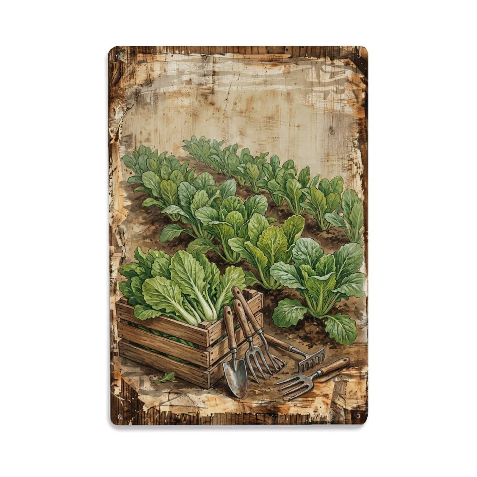 Mustard Greens Garden Leafy Vegetable Countryside Vintage Metal Tin Sign Plaque Wall Decor for Cafe, Club, Garden Metal Poster 8x12Inch