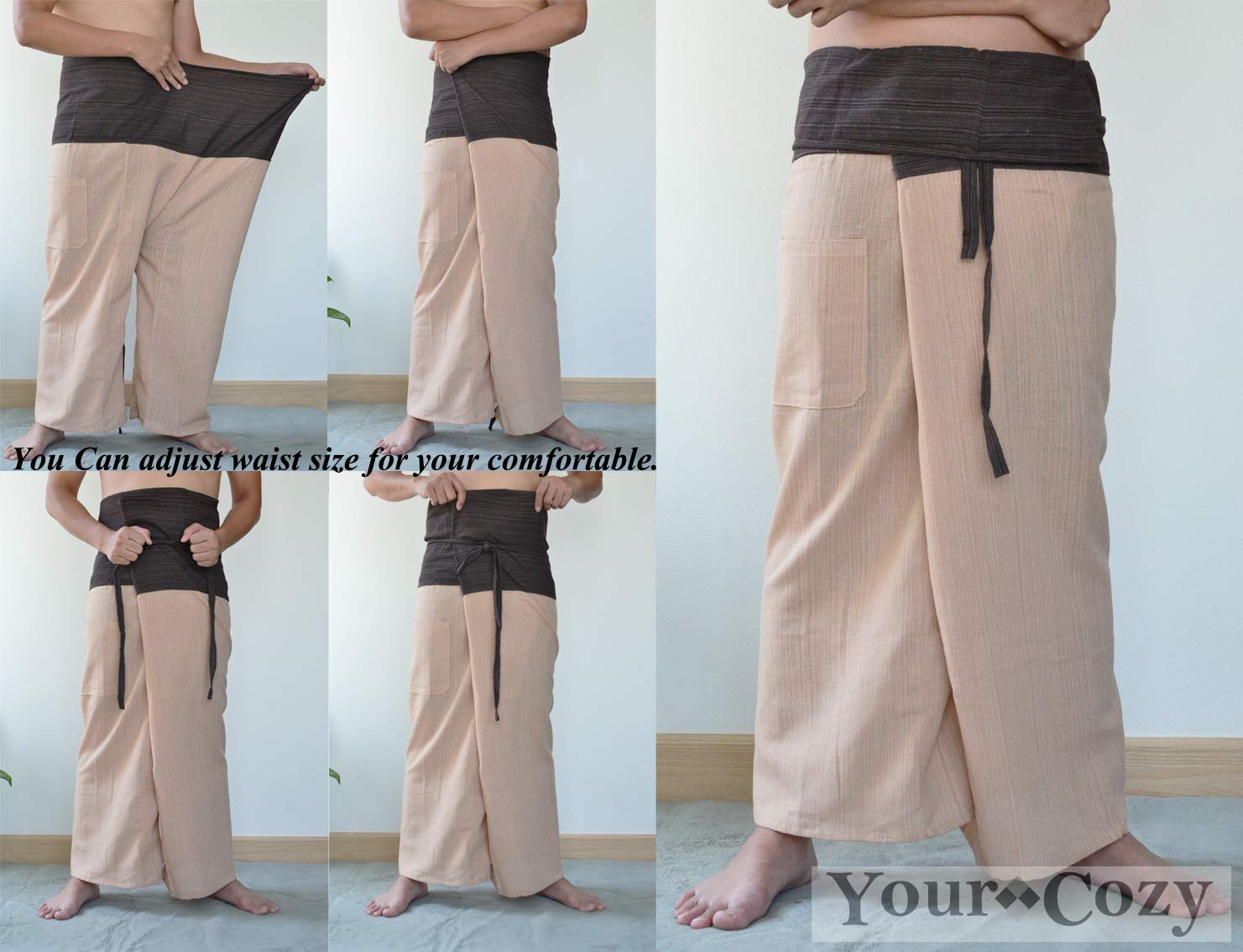 Bjelly pescador Pantalones Casual estilo algodón tamaño libre