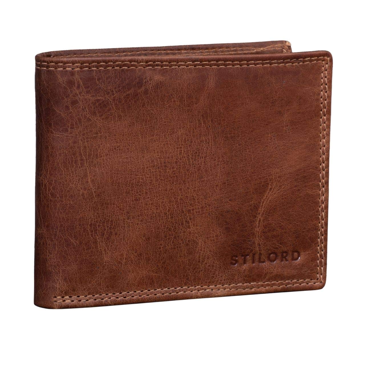 STILORD Antonio RFID Portefeuille Cuir pour Hommes Protection NFC Vintage Retro Porte-Monnaie, Cuir véritable Couleur:Cognac - Antico