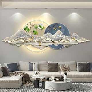 Plug-in Power Supply Hanging Mural,LED light painting for master bedroom decoration,modern bedside background wall hanging,living room mural, decorative lights suitable for(E,180*65cm/70.9*25.6in)