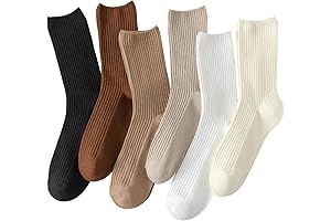 6 Pairs of Crew Socks for Women Under 5 Dollars