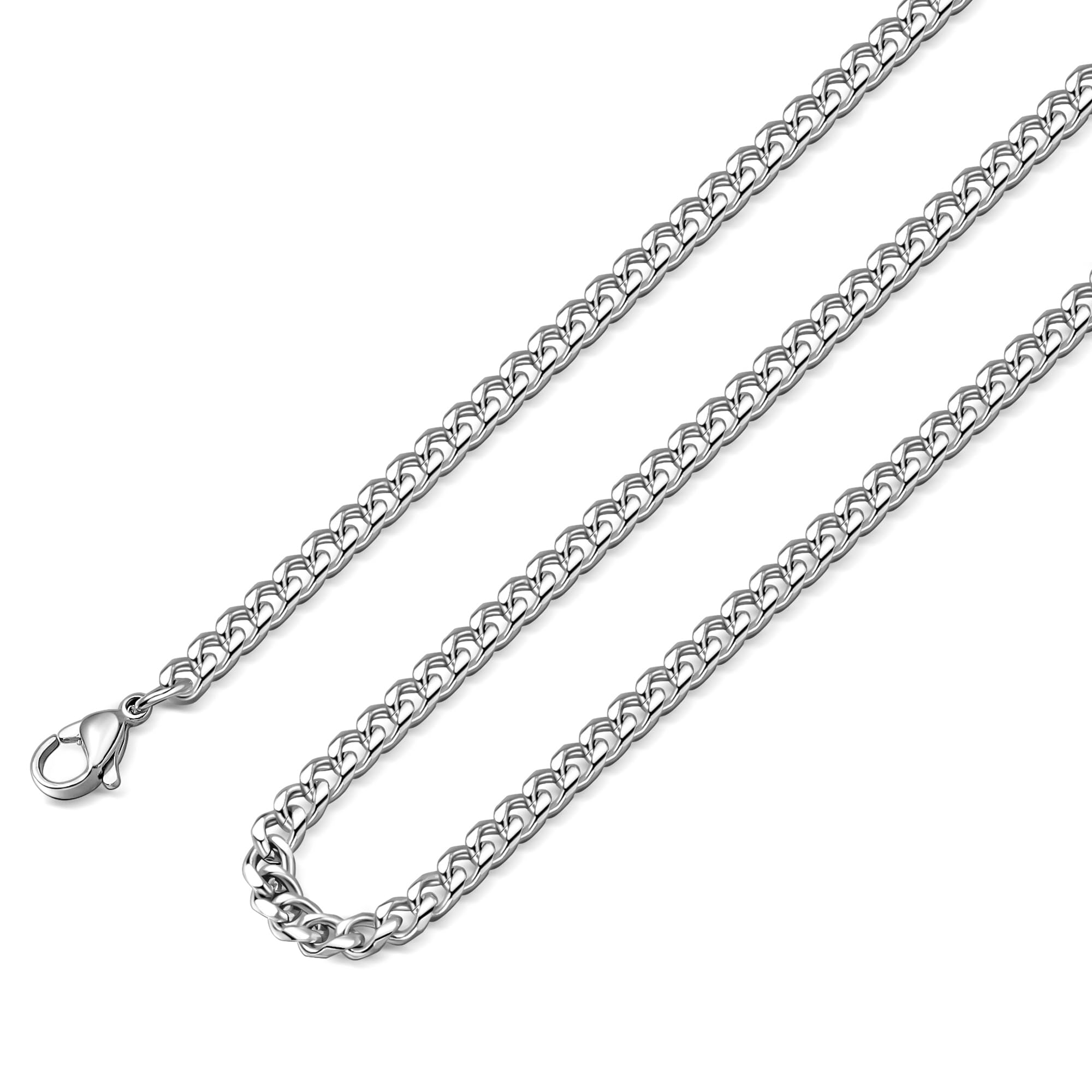Chains for Men Silver Gold Plated 3.5mm/4mm/5mm Stainless Steel Cuban Link Chain Necklace for Men Hip hop Mens Jewelry