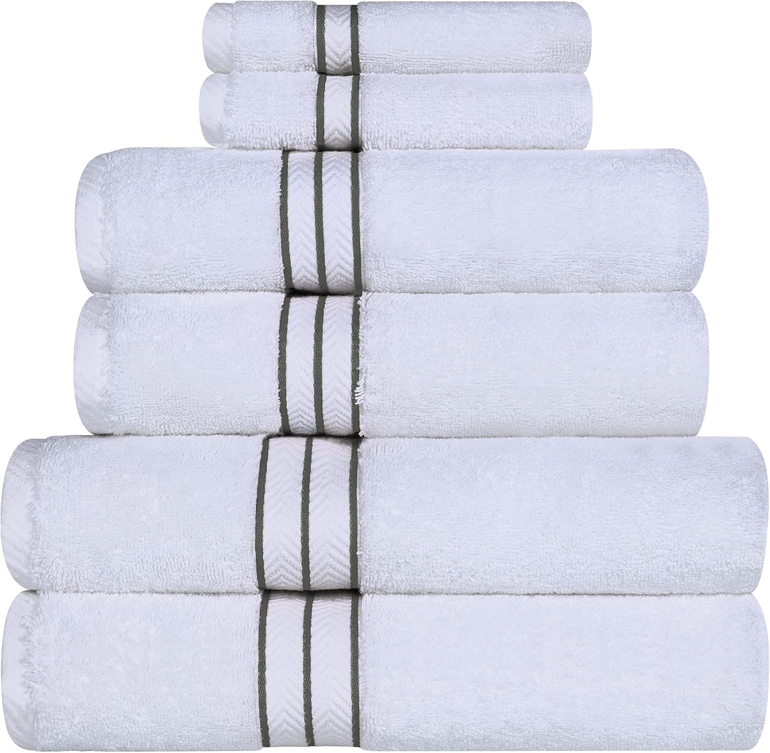 SIMPLI-MAGIC 79507 8-Piece Premium Set, 2 Bath, 2 Hand, 4 Wash Cloths, 100% Ring Spun Cotton Highly Absorbent Towels for Bathroom, Gym, Hotel, and Spa, Gray