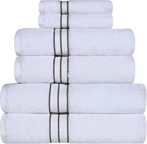 SIMPLI-MAGIC 79507 8-Piece Premium Set 2 Bath 2 Hand 4 Wash Cloths 100 Ring Spun Cotton Highly Absorbent