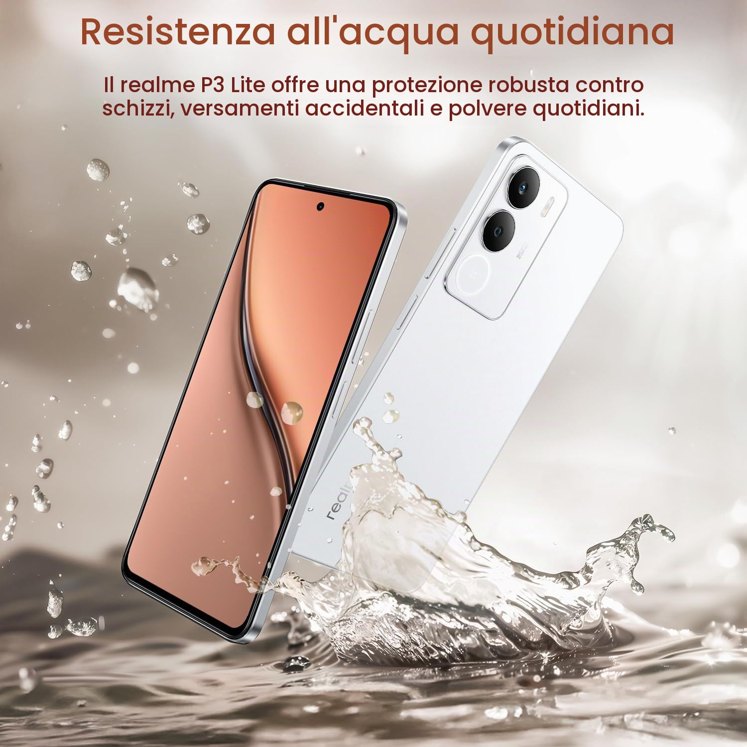 realme P3 Lite Smartphone 8+256GB, White | Batteria 6000mAh, Display 6,67 pollici, 120Hz, Fotocamera AI 50MP, Potente Processore Octa-core, Protezione ArmorShell