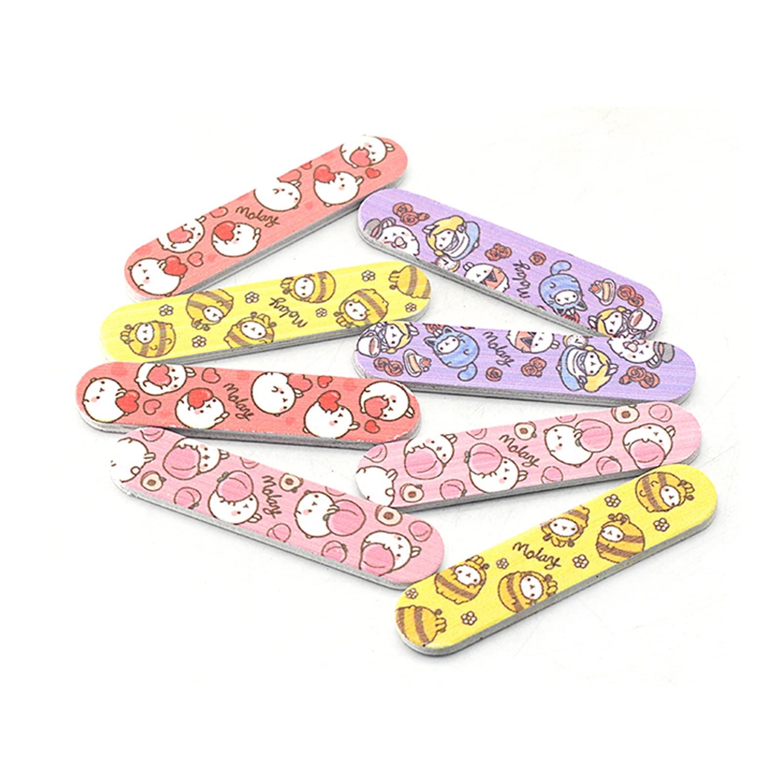 TRUSTTWO 100/200/300Pcs Levigatura Unghie Fille Carta Vetrata Forte di Spessore Cartone Stampato Mini Dritto Lima for Unghie Fit for Unghie Manicure Accessori The Mix-100pcs