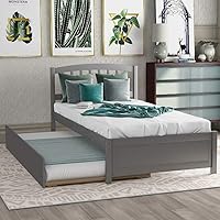 Vista 8 de Rhomtree Cama de plataforma de tamaño individual con marco de cama nido, sofá cama con cabecero, cama infantil para adolescentes, niños, niñas