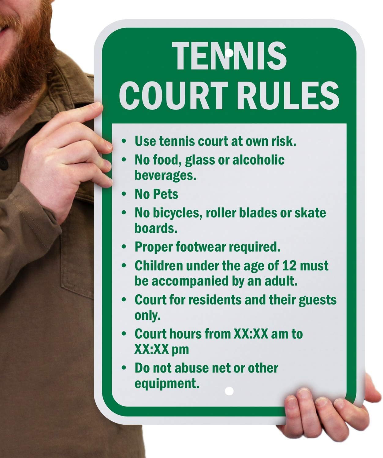 "Tennis Court Rules" Custom Sign | 12" x 18" 3M Engineer Grade Reflective Aluminum