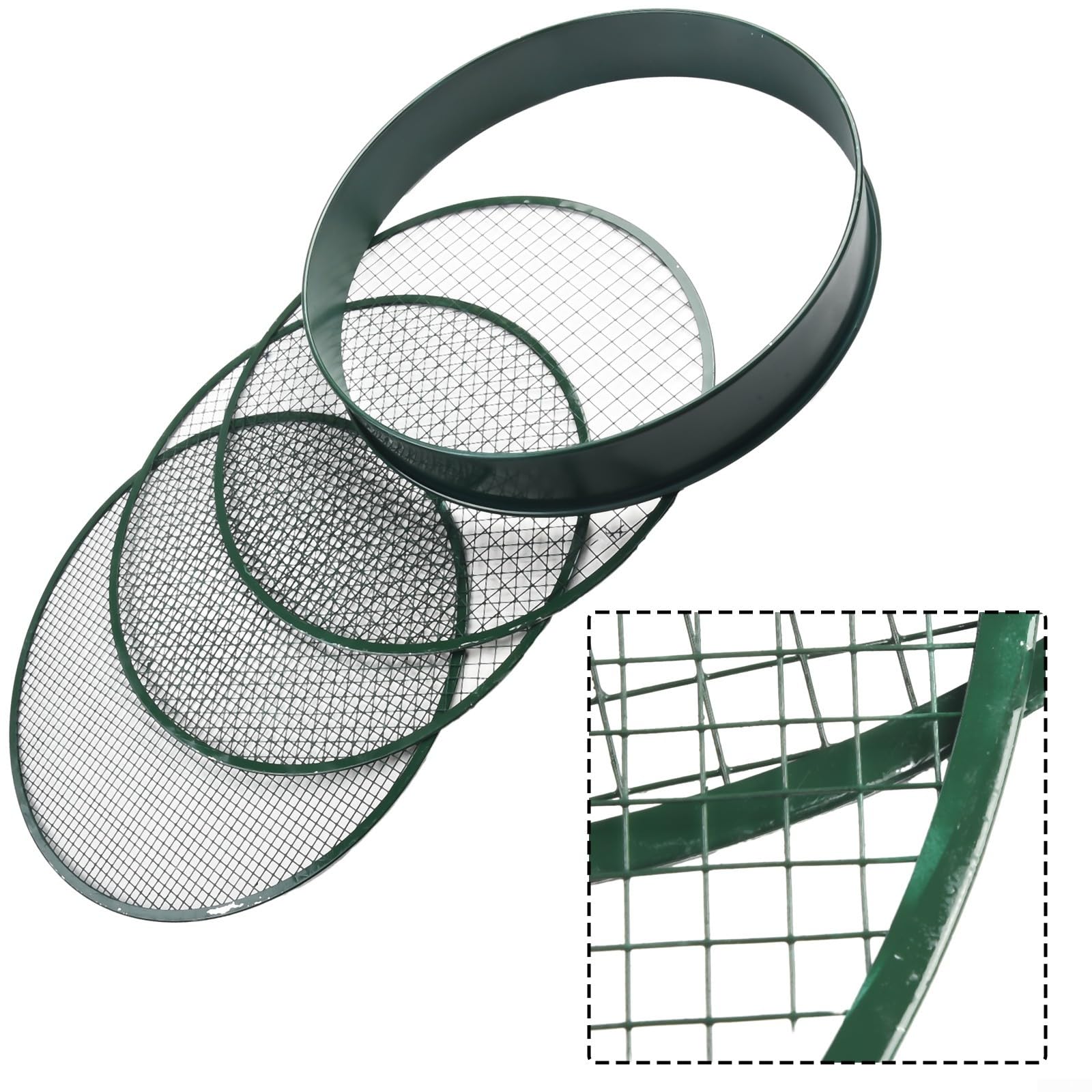 Setaccio da giardino con 3 inserti, robusto setaccio da giardino in metallo, 37 cm, 3 maglie di dimensioni, ideale per sabbia di pietra