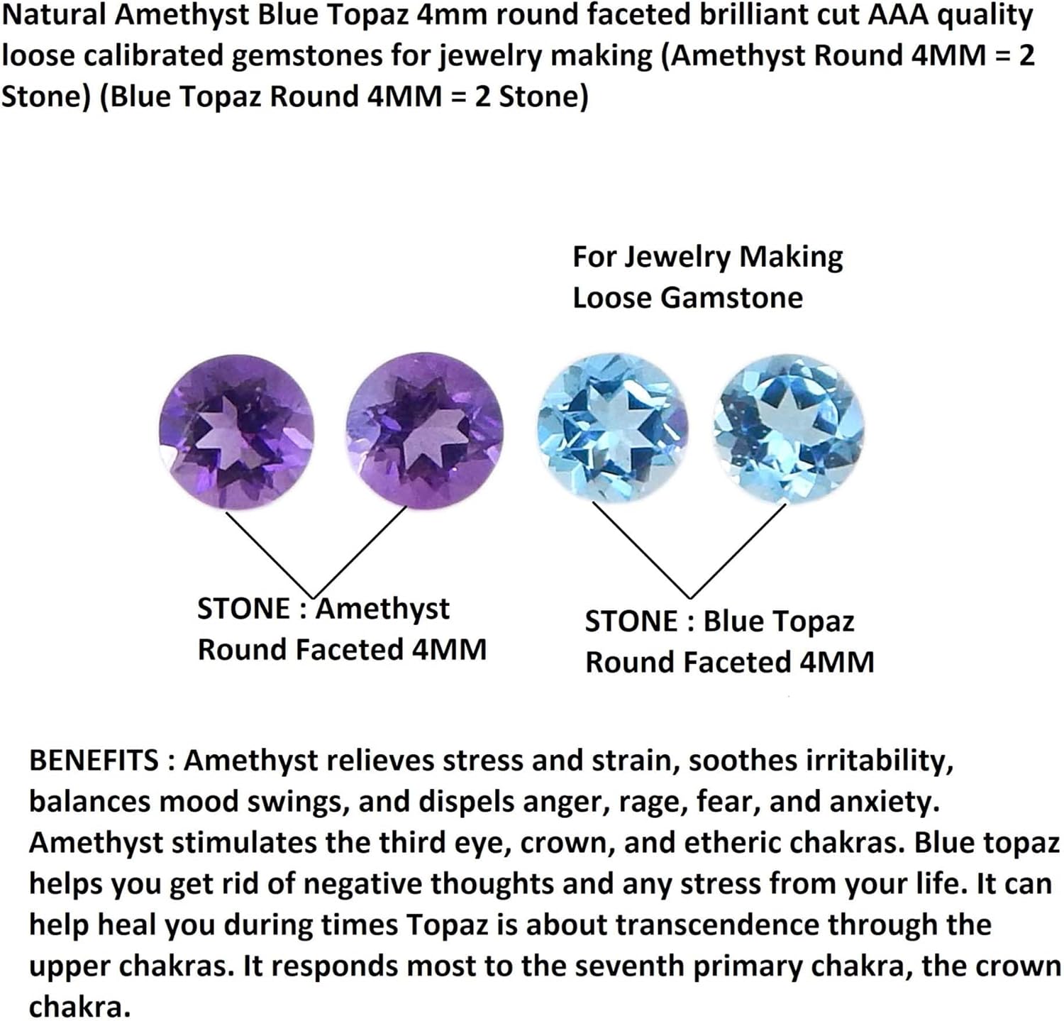 Natural Amethyst Blue topaz Carnelian Citrine Garnet Iolite and Peridot 4mm round faceted brilliant cut AAA quality loose calibrated gemstones for jewelry making
