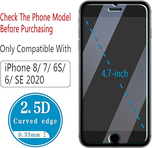 Miniatura 10 de HPTech Paquete de 2 protectores de pantalla de privacidad diseñados para iPhone SE 2020, iPhone 8, iPhone 7, iPhone 6S, iPhone 6 de vidrio templado