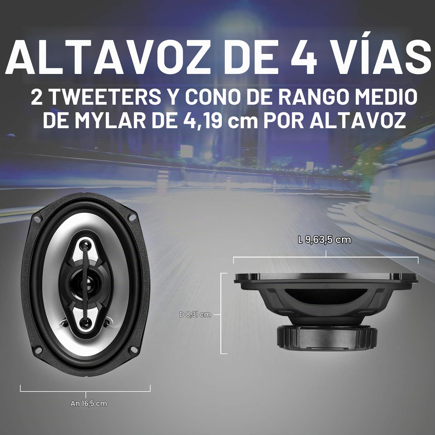 BOSS NX694 altavoz audio De 4 vías 800 W - Altavoces para coche (De 4 vías, 800 W, 4 Ω, 92 dB, 45 - 20000 Hz, 8,38 cm)