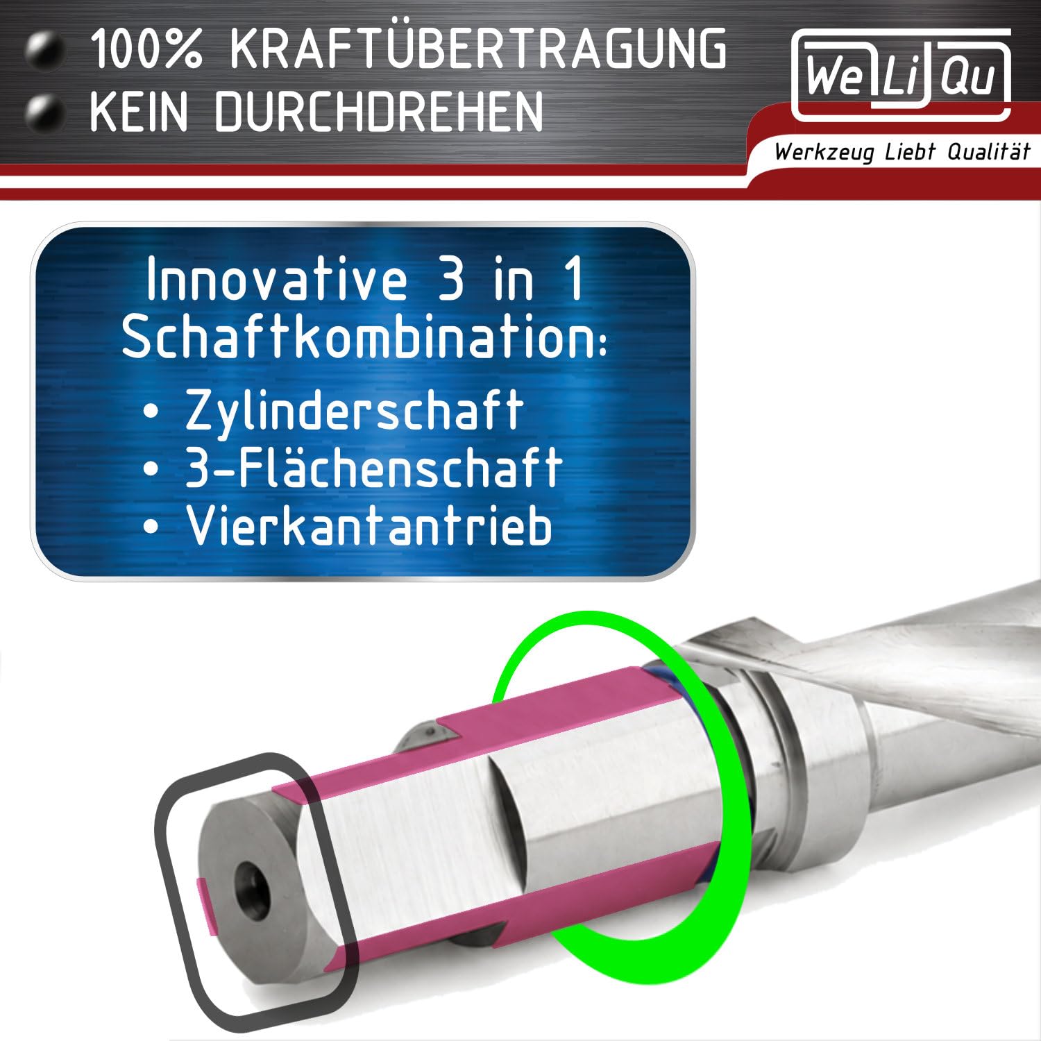 WeLiQu HSS-Co Step Point Kombi-Gewindebohrer Set 6-teilig M3 M4 M5 M6 M8 M10 - Bohrer, Gewindeschneider & Senker in Einem, für nahezu alle Werkstoffe, bis 2xD Materialstärke, ISO 2 (6H)