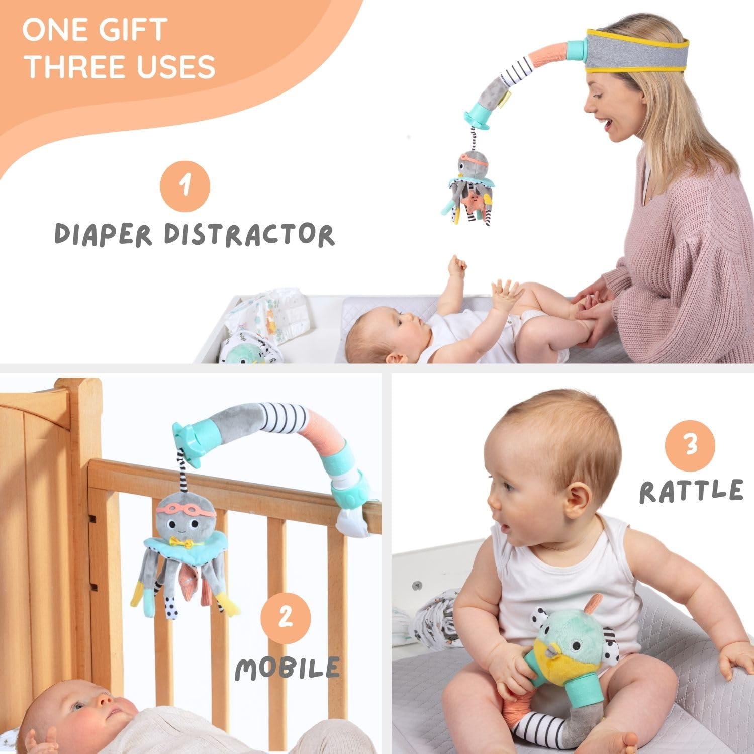 Dingle Dangle - Diaper Changing Headband & Mobile for Crib, Pushchair or Car Seat - Funny Baby Gifts - Great Baby Shower Gift or for Dads/New Parents - Featured on Shark Tank