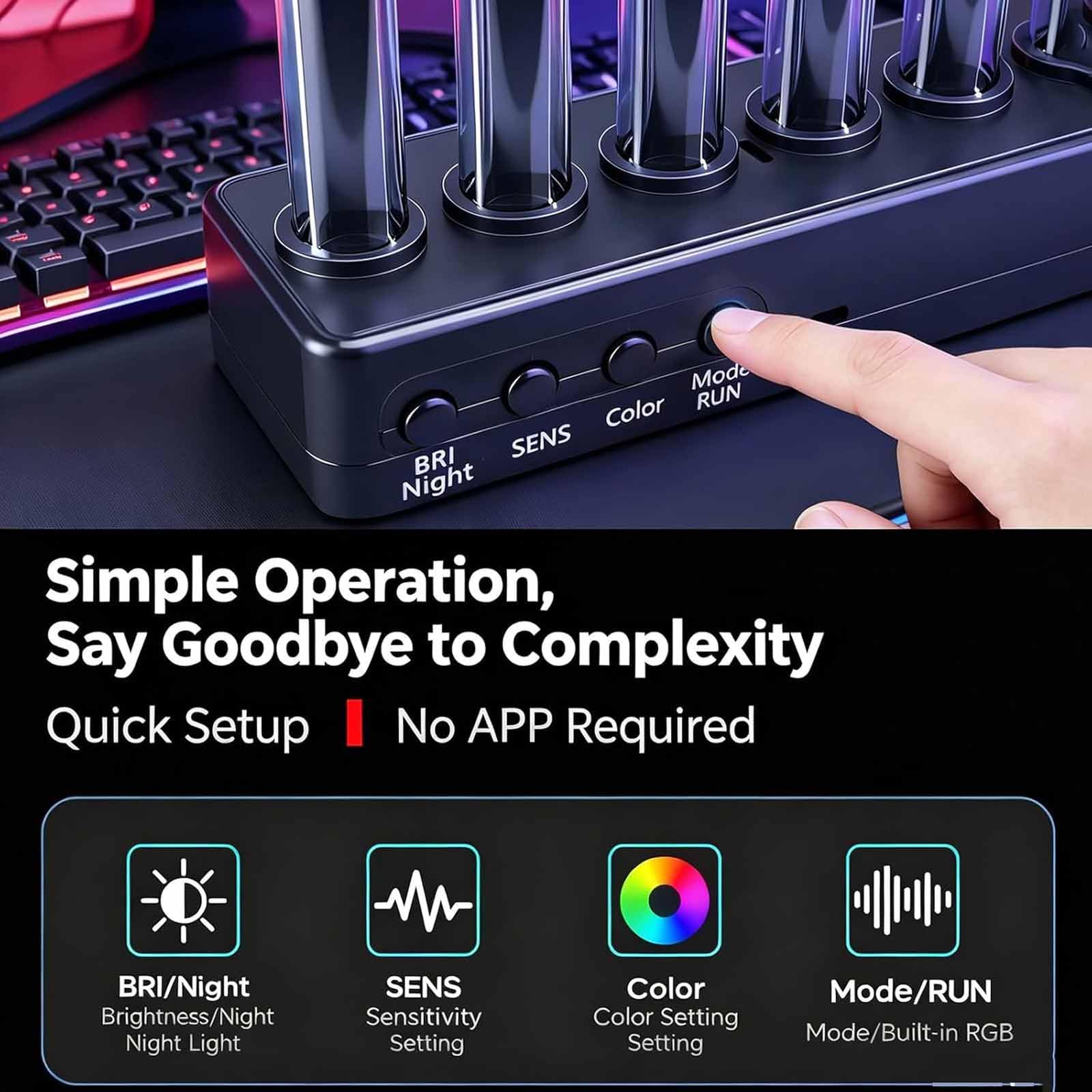 RGB-Sound-Pickup-Licht, Musikrhythmus-Lichtleiste Mit 240 RGB-LEDs, 14 Farbmodi, 8 Anzeigestilen Und Einstellbarer Helligkeit, Für Schreibtisch, Studio Und Gaming-Zimmer