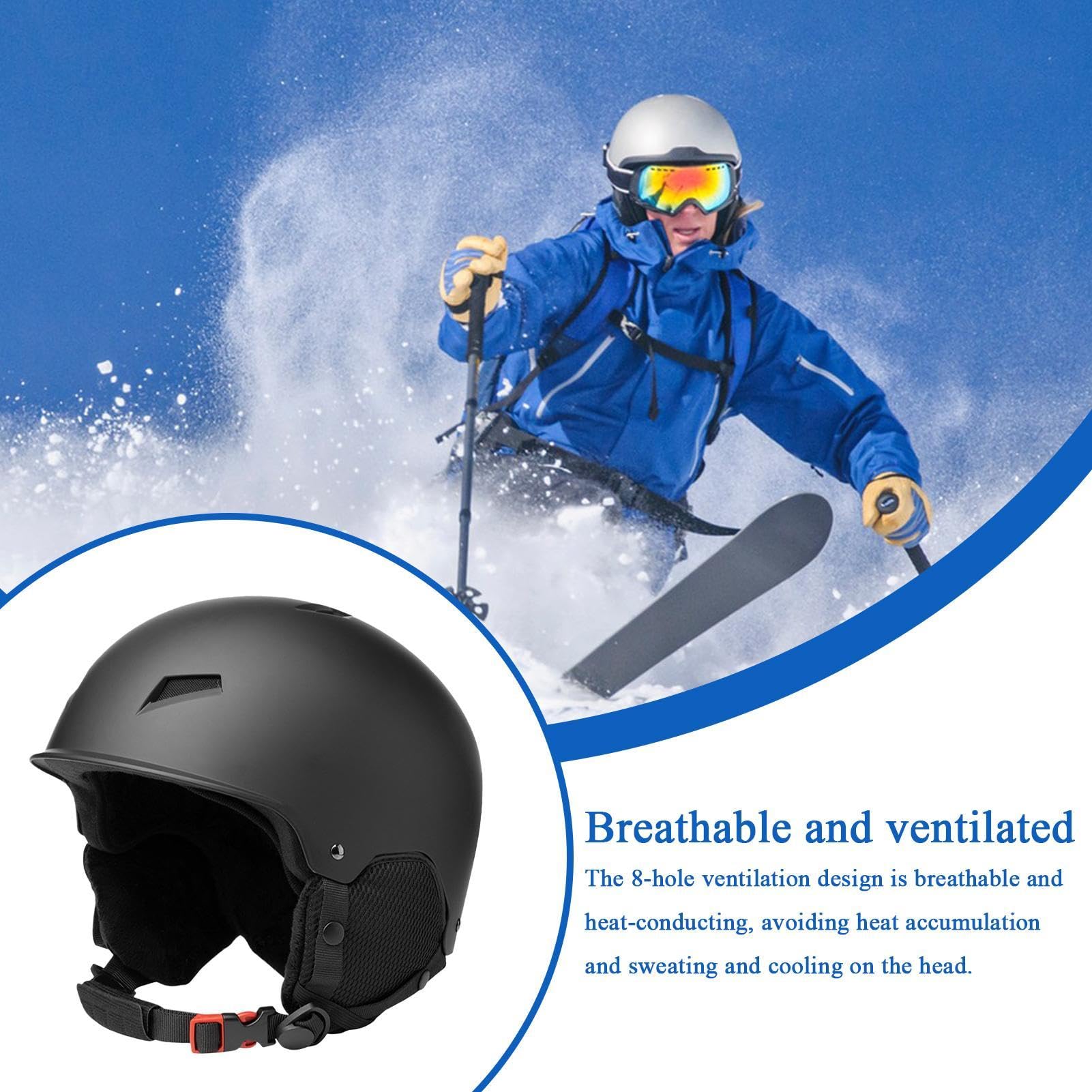 Casques pour Adultes, Casque de Snowboard pour Femmes - Casque de Casque de Casque à vélo à vélo - Couvercle de la tête de Ski de Protection avec Clip de Sangle de Lunettes pour Adultes Femmes Hommes