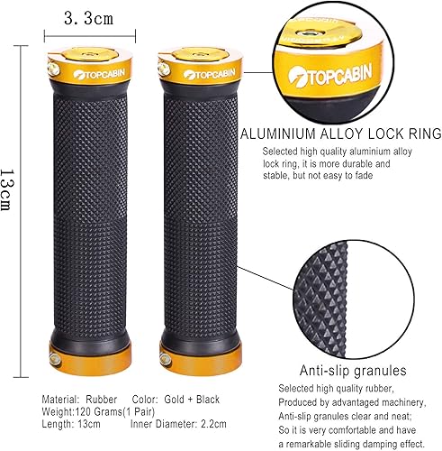 Vista 79 de Puños de manillar de bicicleta de doble bloqueo - Puños cómodos de goma para bicicleta de montaña BMX (Enchufe de bloqueo de aluminio+empuñaduras)