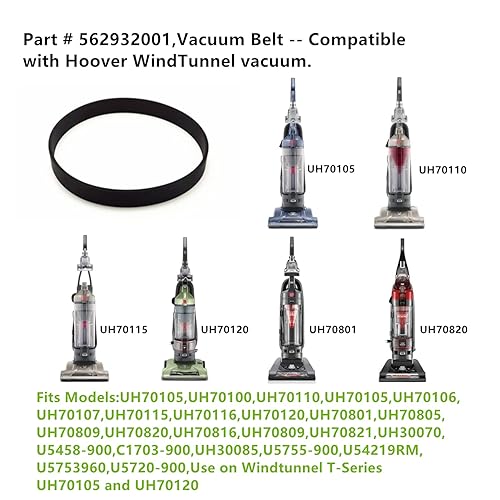 Miniatura 3 de Correa de repuesto para aspiradora Hoover WindTunnel 562932001, compatible con modelos UH70105 UH70100 UH70110 UH70105 UH70106 UH70107 UH70115