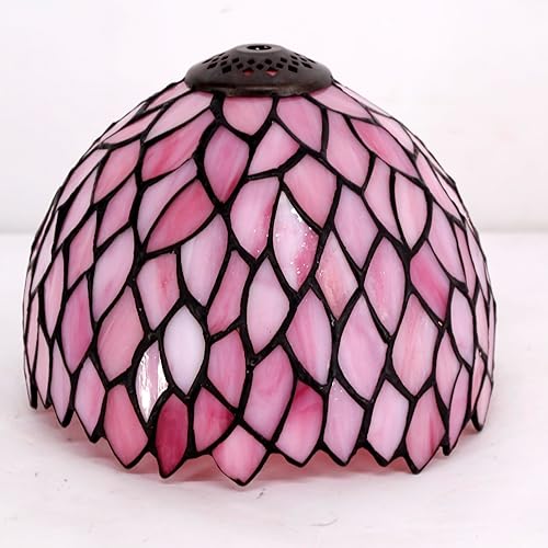 Miniatura 8 de WERFACTORY Pequeña lámpara Tiffany escritorio rosa estilo glicina manchada hongos lámpara de mesa bronce mini lámpara de acento W8H11 pulgadas serie