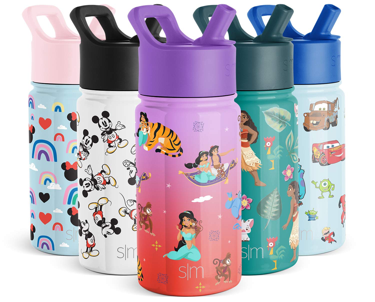 Simple Modern Disney Aladdin Kids Water Bottle with Straw Lid | Reusable Insulated Stainless Steel Cup for School | Summit Collection | 14oz, Aladdin Magic Carpet