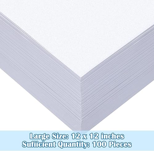 Miniatura 2 de 100 hojas de cartulina blanca con purpurina de 12 x 12 pulgadas, cartulina brillante, papel metálico brillante en cubierta de 92 libras para álbumes
