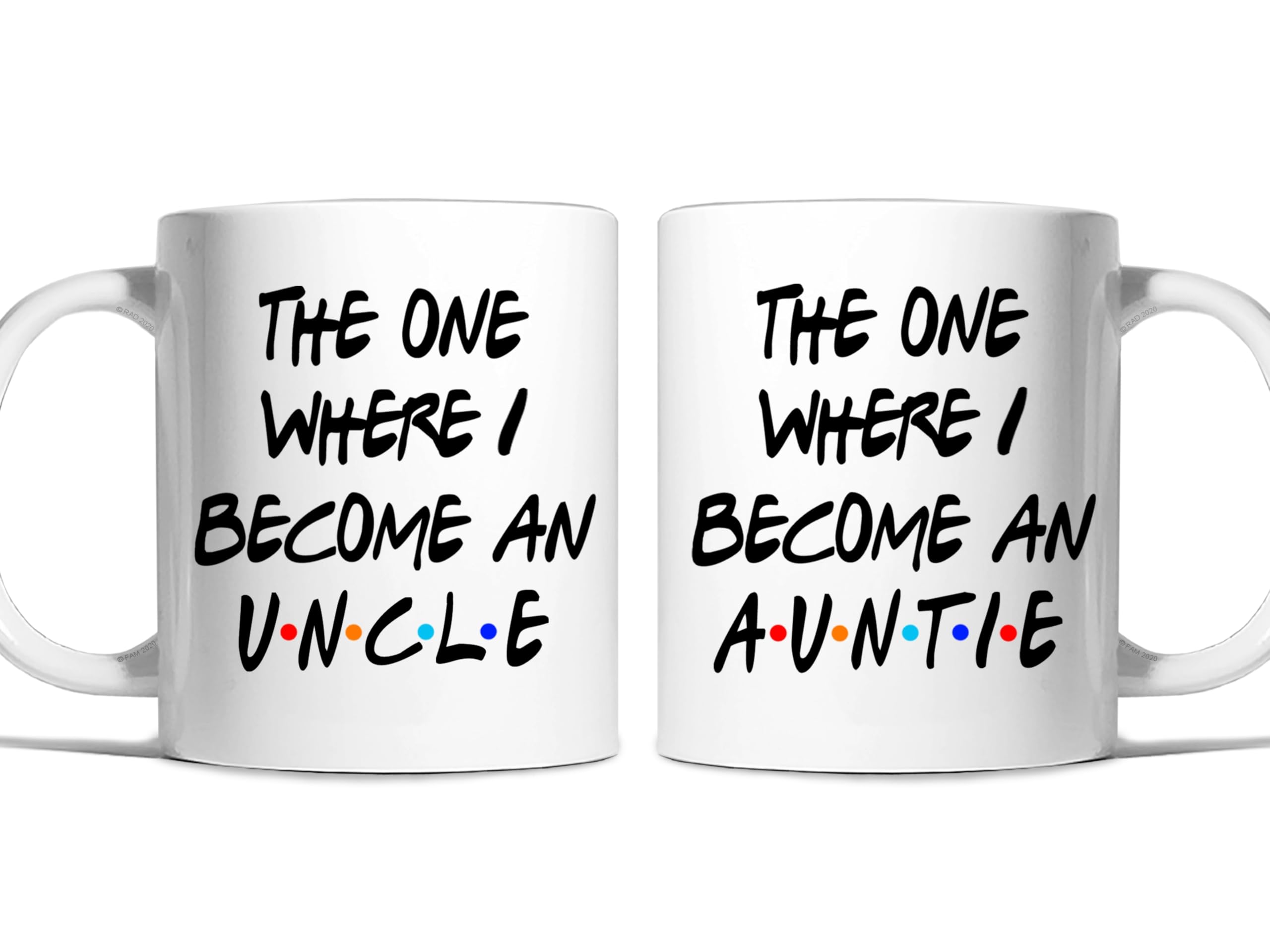 Risk-A Designs The One Where I Become an Auntie and The One Where I Become an Uncle Mug Set, Mummy and Daddy Gift Set, Pregnancy Reveal, New Grandparents Mum and dad Set of Mugs,