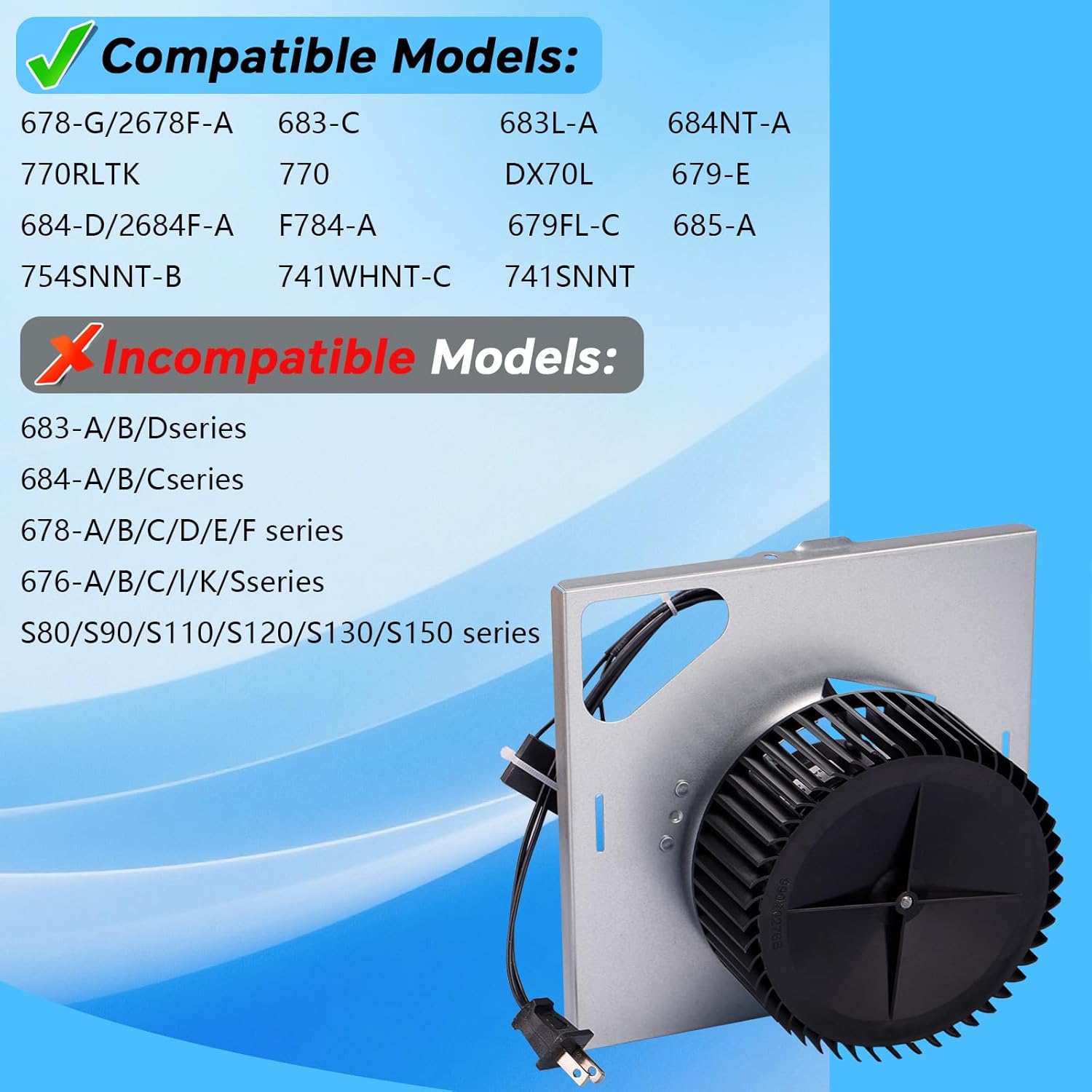 S97015162 Motor Assembly Compatible with Broan NuTone Bathroom Fans - Fits 678 678-G 2678F-A 683-C 683L-A 679 763N 696N - 110 CFM 4.0 Sones Exhaust Replacement Part, 120V