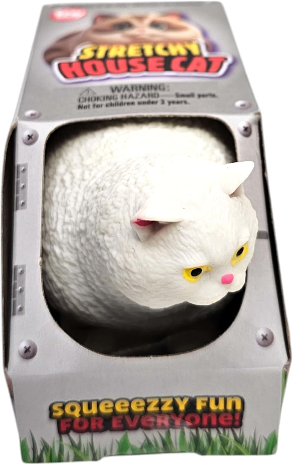 Stretchy House Cat (White Cat) (4 Inch) Rubber Fidget Toy Stress Relief Black, Grey, Orange and White Cats (1 White)